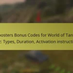 Boosters Bonus Codes for World of Tanks Blitz: Types, Duration, Activation instructions